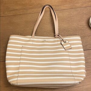 Kate Spade Tan and White Striped Handbag
